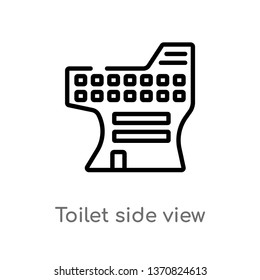 outline toilet side view vector icon. isolated black simple line element illustration from buildings concept. editable vector stroke toilet side view icon on white background