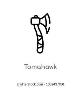 outline tomahawk vector icon. isolated black simple line element illustration from wild west concept. editable vector stroke tomahawk icon on white background