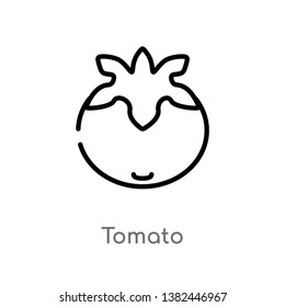 outline tomato vector icon. isolated black simple line element illustration from fruits concept. editable vector stroke tomato icon on white background