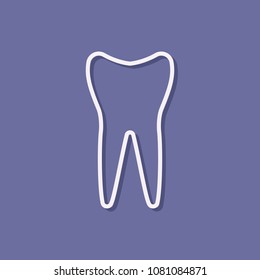 outline tooth icon with a convexity effect on a violet background