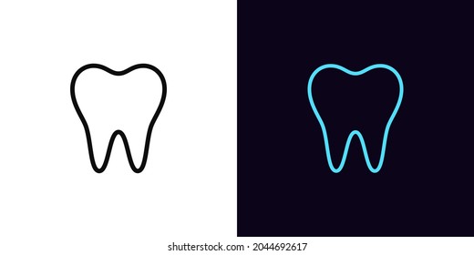 Outline tooth icon, with editable stroke. Linear tooth sign, dentist pictogram. Oral health care, teeth diagnostics, check and treatment teeth, stomatology. Vector icon, sign, symbol for Animation