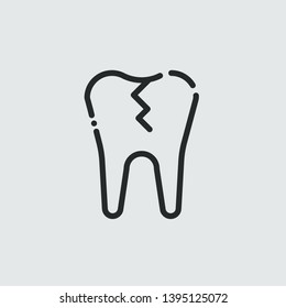 Outline tooth icon vector. Dentist logo suitable for mobile user interface isolated on grey background. Vector Illustration