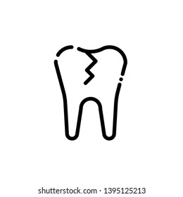 Outline tooth icon vector. Dentist logo suitable for mobile user interface isolated on white background. Vector Illustration