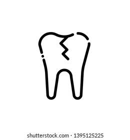 Outline tooth icon vector. Dentist logo suitable for mobile user interface isolated on white background. Vector Illustration