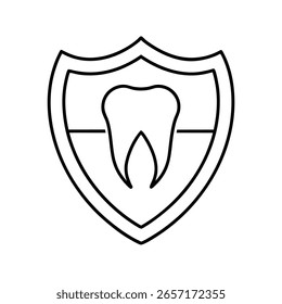 Umriss Zahn innerhalb Schild Symbol auf Zahnschutz