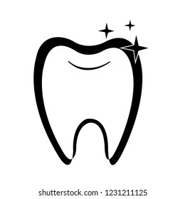 Outline of tooth on white background