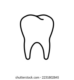 Outline tooth with root icon. Bone dental formation in mouth for healthy experience and food with dental procedures and vector care