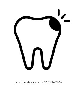 Outline toothache icon. Black vector illustration on white background.