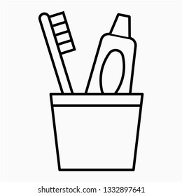 Outline Toothbrush Holder Vector Icon