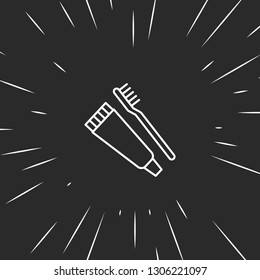 Outline toothbrush and toothpaste icon illustration isolated vector sign symbol