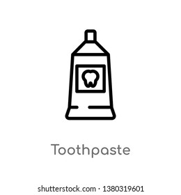 outline toothpaste vector icon. isolated black simple line element illustration from cleaning concept. editable vector stroke toothpaste icon on white background