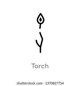outline torch vector icon. isolated black simple line element illustration from camping concept. editable vector stroke torch icon on white background