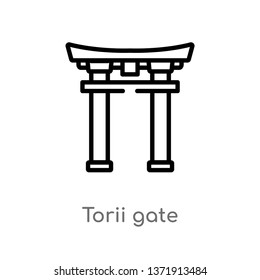 outline torii gate vector icon. isolated black simple line element illustration from asian concept. editable vector stroke torii gate icon on white background