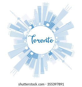 Outline Toronto skyline with blue buildings and copy space. Vector illustration. Business travel and tourism concept with place for text. Image for presentation, banner, placard and web site.