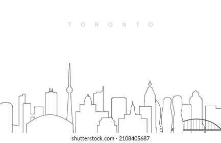 Outline Toronto Skyline. Trendy Template With Toronto City Buildings And Landmarks In Line Style. Stock Vector Design. 