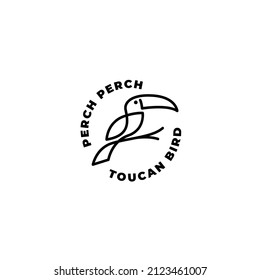 Outline toucan logo stamp design. Toucan silhouette. Vector illustration