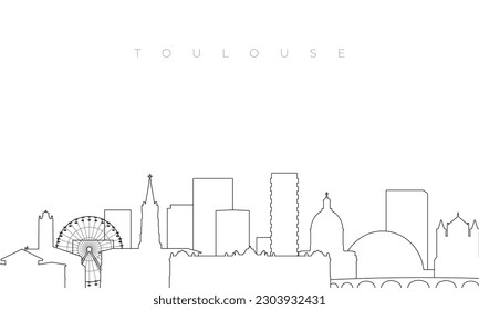 Outline Toulouse skyline. Trendy template with Toulouse buildings and landmarks in line style. Stock vector design. 