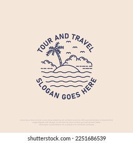outline Tour and travel logo vector, best for travel, holiday, outdoor activity icon logo designs