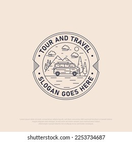 outline Tour and travel logo vector, best for travel, holiday, outdoor activity icon logo designs