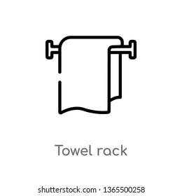 outline towel rack vector icon. isolated black simple line element illustration from miscellaneous concept. editable vector stroke towel rack icon on white background