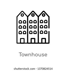 outline townhouse vector icon. isolated black simple line element illustration from buildings concept. editable vector stroke townhouse icon on white background