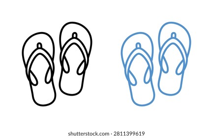 Outline and traced flip flops with dotted lines illustration