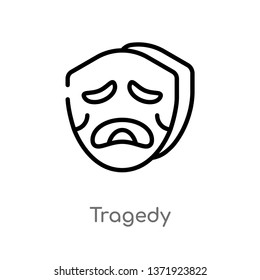 outline tragedy vector icon. isolated black simple line element illustration from cinema concept. editable vector stroke tragedy icon on white background