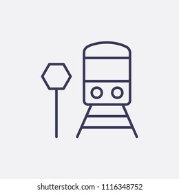 Outline train stop icon illustration,vector passanger sign symbol