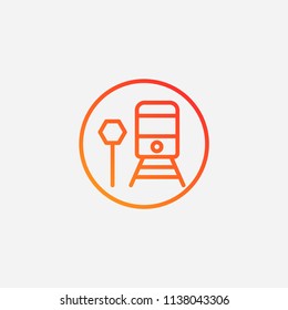 Outline train stop icon,gradient illustration,vector passanger sign symbol