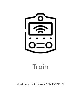 outline train vector icon. isolated black simple line element illustration from artificial intelligence concept. editable vector stroke train icon on white background