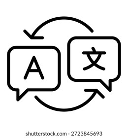 Icono de traducción de esquema para conversión de idioma, interpretación de texto.