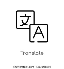 outline translate vector icon. isolated black simple line element illustration from multimedia concept. editable vector stroke translate icon on white background