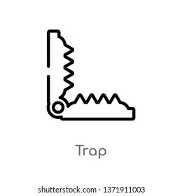 outline trap vector icon. isolated black simple line element illustration from animals concept. editable vector stroke trap icon on white background