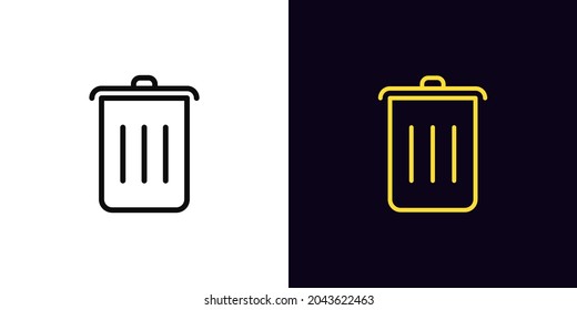 Outline trash can icon, with editable stroke. Linear dustbin sign, garbage pictogram. Trash bucket, internet rubbish, junk information, spam. Vector icon, sign, symbol for UI and Animation