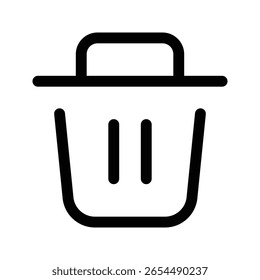 Outline trash icon to delete, remove, or discard