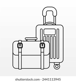 Outline Travel Suitcase Illustration. Outline Image Stok Various Kinds Travel Luggage