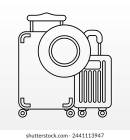 Outline Travel Suitcase Illustration. Outline Image Stok Various Kinds Travel Luggage
