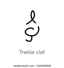 outline treble clef vector icon. isolated black simple line element illustration from music and media concept. editable vector stroke treble clef icon on white background