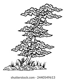 Outline Tree Asian Illustration Element
