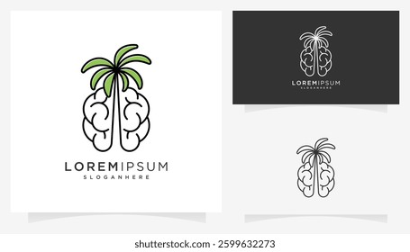 Outline tree and brains vector icons symbols. Abstract plants and organs logo design ideas.	

