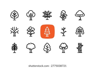 Outline tree icon design set