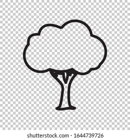 outline tree icon flat vector on transparent background