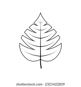 Outline tree leaf vector illustration isolated on white background