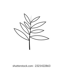 Dibujo vectorial de hoja de árbol de contorno aislado en fondo blanco