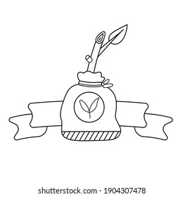 Logo de esquema de plantas de árbol. naturaleza de diseño plano y concepto de agricultura. Agronegocio y servicios de jardinería. Las pelucas se quedaron en los recortes. trazo, línea delgada. Vector, ilustración
