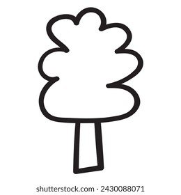 Outline tree. Simple vector icon. Hand drawn illustration on white background.