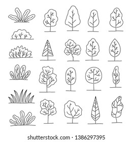 Outline Trees Plants Flat Set Stock Vector (Royalty Free) 1386297395 ...