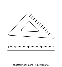 Outline triangle Ruler icon. Measurement scale tool. School illustration. Simple vector illustration on white background