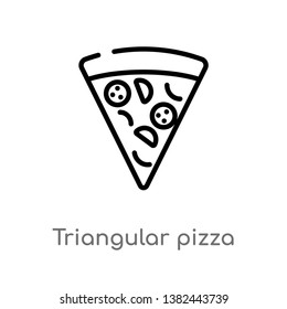 outline triangular pizza slice vector icon. isolated black simple line element illustration from food concept. editable vector stroke triangular pizza slice icon on white background