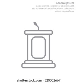 outline tribune icon isolated. concept of voting, announcement, leadership, interview, journalism, politics, president, narrator. flat style modern design vector illustration